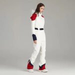 Retro Female One-piece Ski Suit Downhill Belted Jumpsuits - Image 2