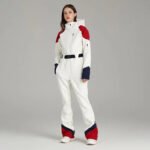 Retro Female One-piece Ski Suit Downhill Belted Jumpsuits - Image 3