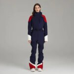 Retro Female One-piece Ski Suit Downhill Belted Jumpsuits - Image 5
