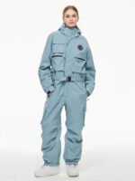 Loose Fit One-piece Snowsuits Adjustable Belt Ski Jumpsuits