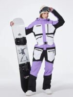 One-piece Ski Suit for Men & Women Patchwork Snowwear - Image 2