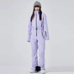 Windproof Chic One-piece Snow Jumpsuits Women Outdoor Skisuits - Image 3