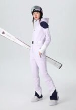 Women Fitted Stretch Ski Jumpsuit Elegant One-piece Flare Snowsuits - Image 4