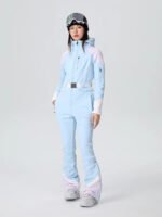 Women Fitted Stretch Ski Jumpsuit Elegant One-piece Flare Snowsuits - Image 7