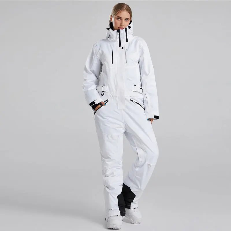 Women-s-One-Piece-Ski-Suits-With-Adjustable-Belt-White-HOTIAN-1685765865.jpg Women's White One Piece Snow Jumpsuits Ski Suits - Image 1