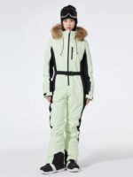 Women's One Piece Ski Suits Fur Collar Outdoor Jumpsuits - Image 6