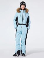 Women's One Piece Ski Suits Fur Collar Outdoor Jumpsuits - Image 2