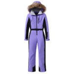 Women's One Piece Ski Suits Fur Collar Outdoor Jumpsuits - Image 8